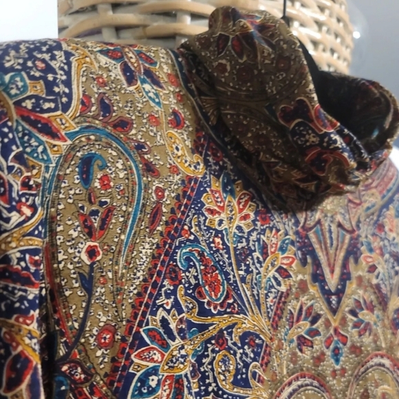 Vtg Jessica Howard By Mitchell Rodbell Womens Sz 12 Paisley Multi High Neck Maxi - Picture 5 of 12